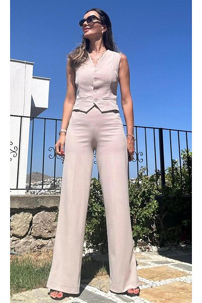 Atelier Derin Stone Colored Crepe Vest