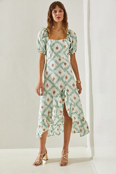 Bianco Lucci Dámské šaty s balonovými rukávy a volánovým detailem a skrytým zipem -60251373