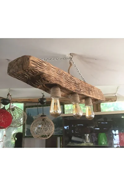 Ahşap Log Chandelier
