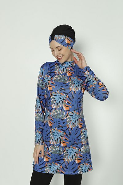 TRİYA FASHİON Patterned Hijab Swimsuit - Women
