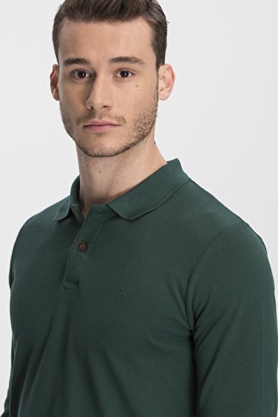 hateko Чоловічі зелені бавовняні дихаючі шорти поло з довгим рукавом з коміром