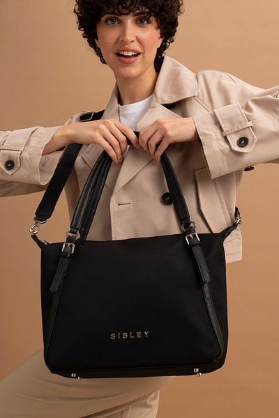 Sisley Geantă neagră de umăr pentru femei - SLY028