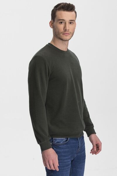 hateko Ανδρικό φούτερ χακί με λαιμόκοψη