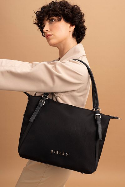 Sisley Geantă neagră de umăr pentru femei - SLY028