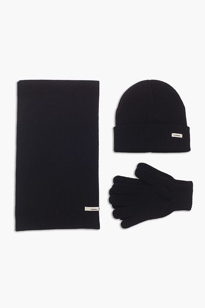 hateko Σετ δώρου Black Camisole Beanie Gloves - Scarf & Beanie & Gloves Set