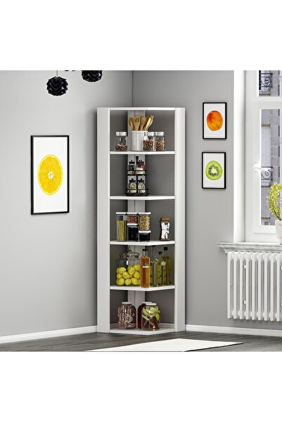 Betroya Ankle Köşe Rafı, Kitaplık - Parlak Beyaz