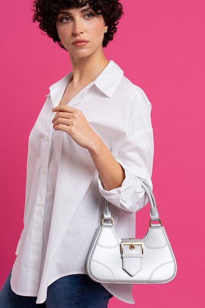 Sisley Geantă de mână pentru femei de culoare argintie - SLY004