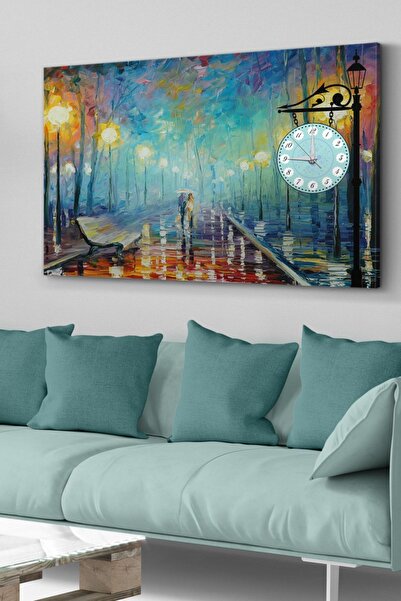 Evinemoda Yağlı Boya Saatli Kanvas - Canvas Tablo