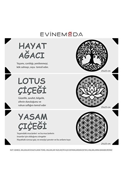 Evinemoda Arborele vieții Floarea vieții Floarea lotusului, cu semnificație, culoare argintie, oglindă din plexiglas, pictură decorativă de perete în 3 bucăți