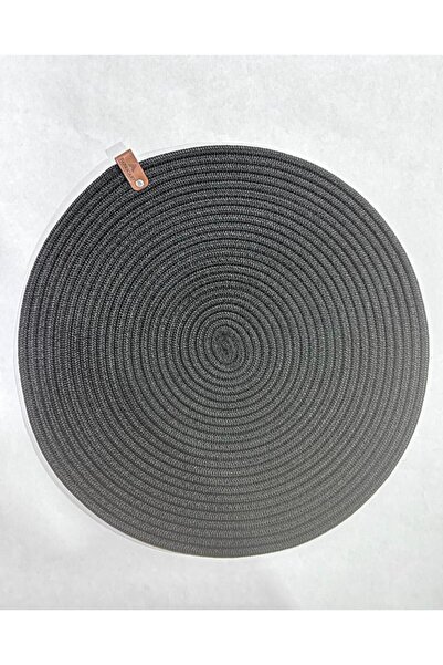 FABRİCART HALI طبق الجوت المزخرف باللون الأسود - الخدمة الأمريكية