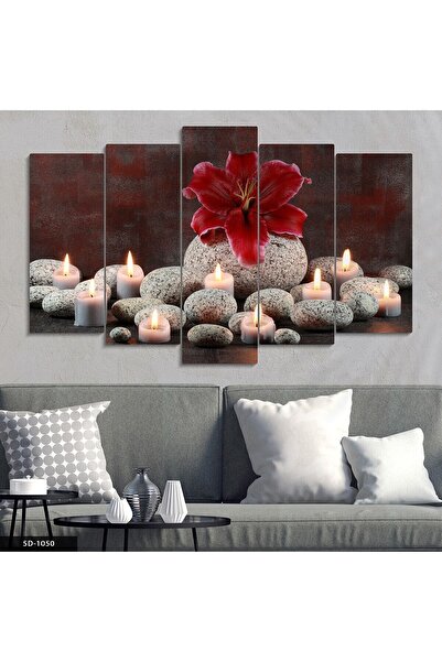 Evinemoda Zambak Mumlar 5 Parçalı Mdf Tablo