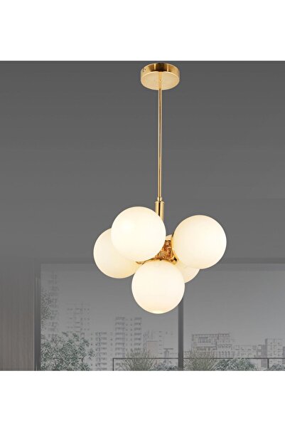 RONİSU AYDINLATMA Özüm 5'Li Salon Oturma Odası Modern Camlı Avize