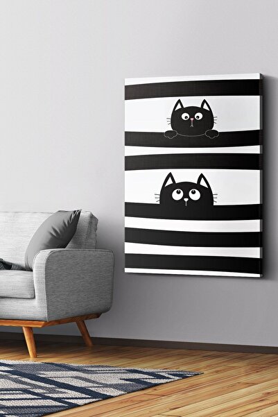 Evinemoda Crno-belo mačka platno - Slika na platnu