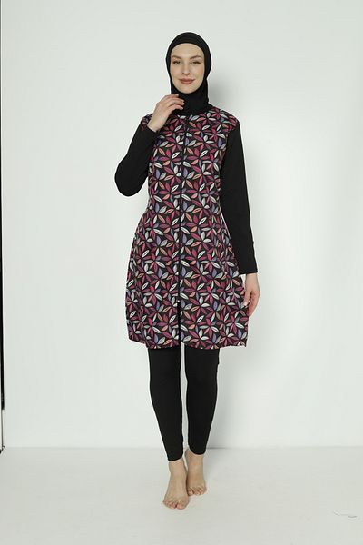 TRİYA FASHİON Zippered Women's Hijab Swimsuit