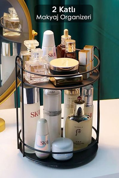 Meleni Home 2-Tier Jewelry, Makeup Organizer, Cosmetic and Jewelry Organizer, Multi-Purpose Organizer Black
