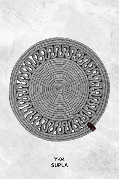 FABRİCART HALI Сірий американський сервіз - декоративний хвилястий джутовий б...