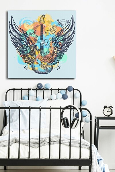 Evinemoda Gitara, anđeoska krila, jednodijelni kvadratni kanvas - slika na ka...