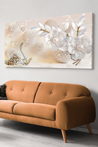 Evinemoda Πίνακας σε καμβά με πέρλες κύκνος