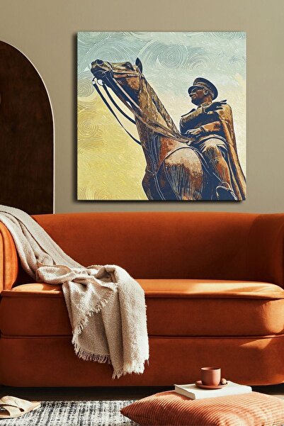 Evinemoda Mustafa Kemal Ataturk Jednodijelni kvadratni platno - Slika na platnu