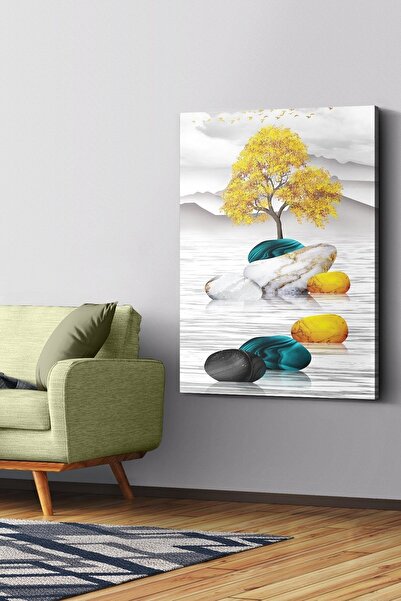Evinemoda Soyut Ağaç Taşlar Kanvas - Canvas Tablo