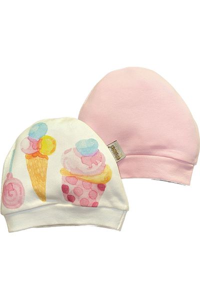 PATSAN 2-Piece Organic Cotton Baby Hat, Beanie Set, Cupcake