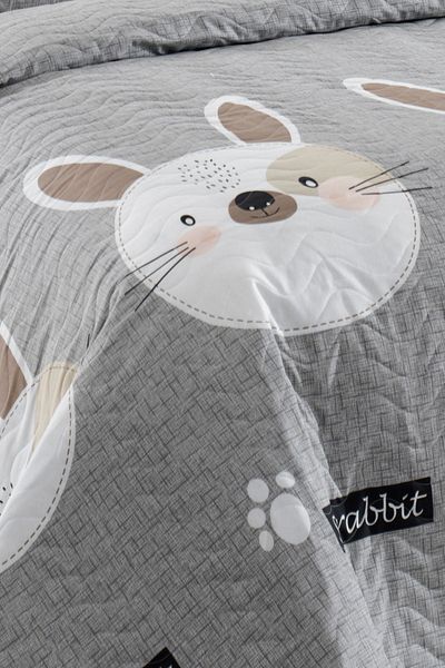 Eponj Home Quilted Bedspread Set Double Rabbit Light Brown-Grey-Pink