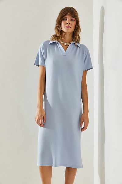 Bianco Lucci Rochie Basic 5621 - Femei, mâneci scurte, decolteu și fante 60251367