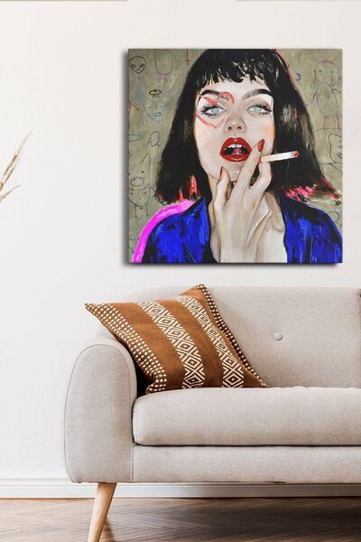 Evinemoda Portret de femeie Pânză pătrată dintr-o bucată - Pictură pe pânză