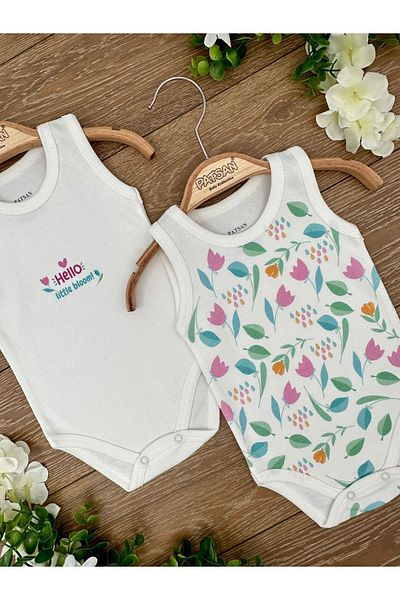 Renkli Puset 2-Piece Cotton Jersey Snap Baby Strap Bodysuit Bodysuit Set Tulip