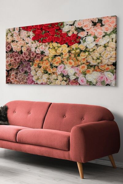 Evinemoda Renkli Çiçekler Tek Parça Kanvas - Canvas Tablo