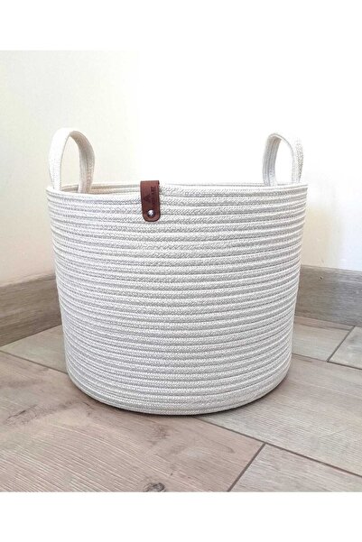 BEVEZ HOME Ψάθινο καλάθι πολλαπλών χρήσεων σε κρεμ χρώμα - 26x20