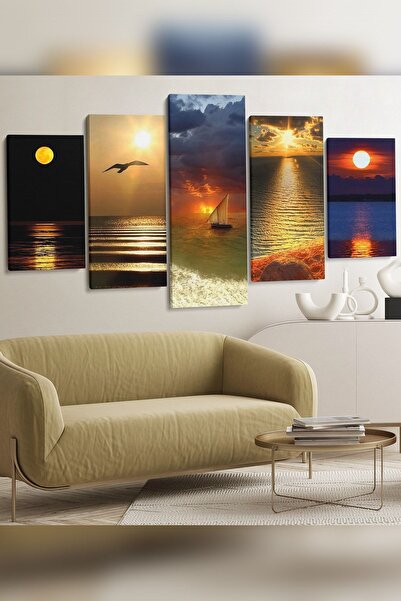 Evinemoda Gün Batımı - Doğumu 5 Parça Kanvas - Canvas Tablo