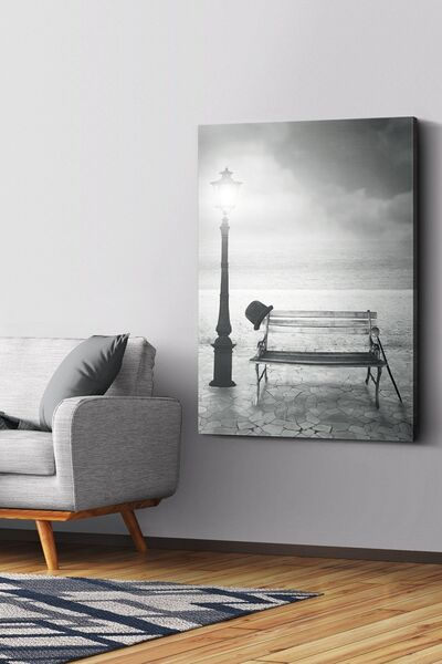 Evinemoda Klupa na platnu pored mora - Slika na platnu