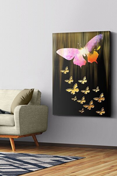 Evinemoda Gold Butterflies Canvas - Canvas Painting