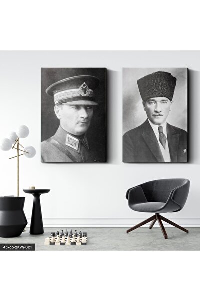 Evinemoda 45x65 cm Pânză Atatürk în 2 Piese - Tablou pe Pânză