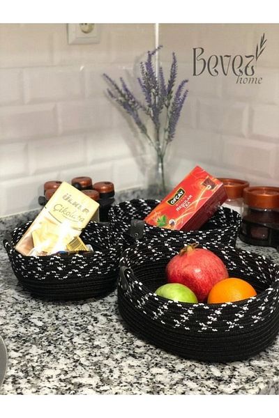 BEVEZ HOME Многофункционален комплект от 3 черни кошници