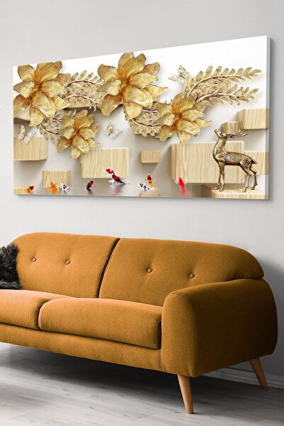 Evinemoda Slika na platnu sa zlatnim cvećem