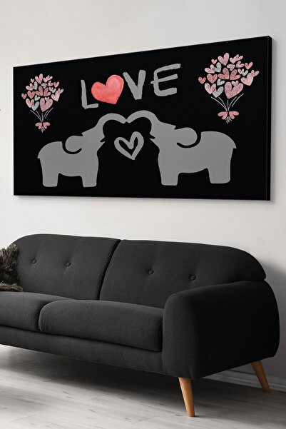 Evinemoda Slika na platnu sa temom slona, jednodijelna, na temu ljubavi