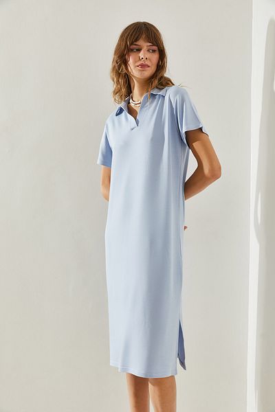 Bianco Lucci Rochie Basic 5621 - Femei, mâneci scurte, decolteu și fante 60251367