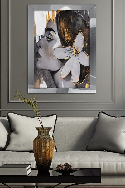 Evinemoda Kadın Portre Gümüş Tek Parça Pleksi Tablo