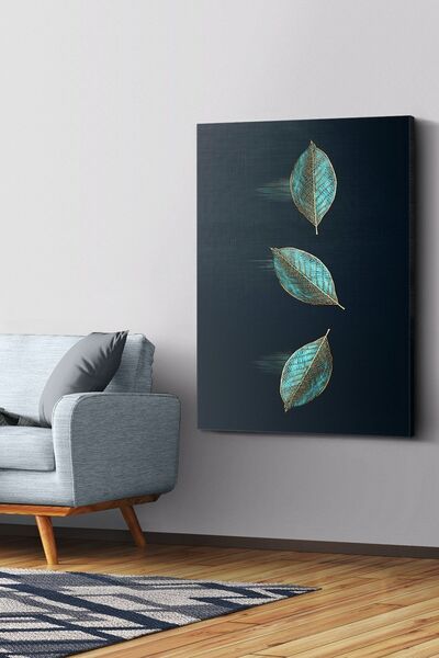 Evinemoda Tirkizno lišće na platnu - Slika na platnu