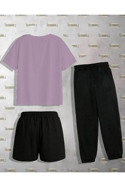 aynewmoda Σετ αθλητική φόρμα ριγέ με μπλουζάκι και σορτς
