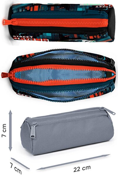 Coral High Boy's School Backpack and Lunch Set - 4 Compartments, Black Nefti Race Car