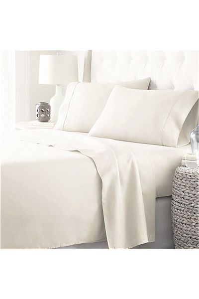 Orange Bed & Bath طقم ورق قطن 3 قطع لون عاجي - 300 غرض، 200 × 198 + 38 سم