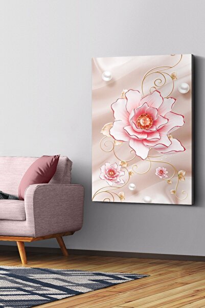 Evinemoda Pembe Çiçekler Kanvas - Canvas Tablo