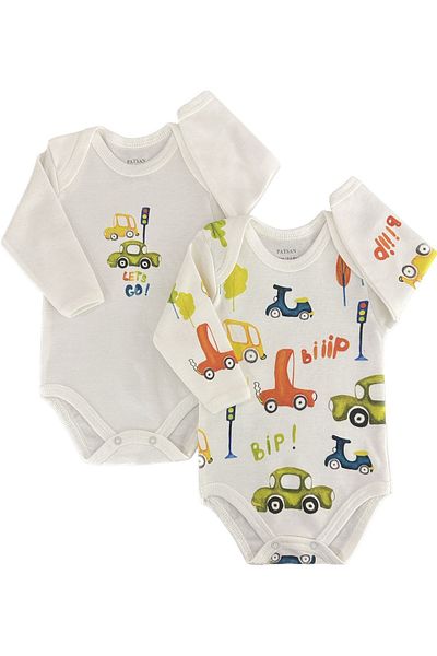Renkli Puset 2-Piece Baby Boy Long Sleeve Bodysuit Set Cars