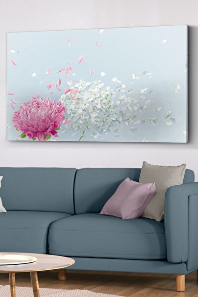 Evinemoda Pembe Beyaz Çiçekler Kanvas - Canvas Tablo