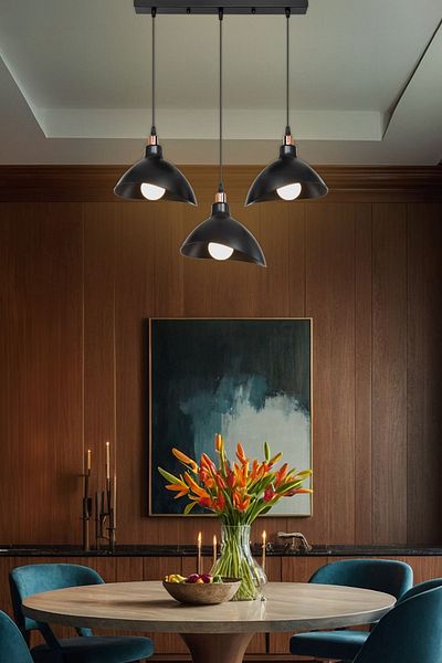 AG LightDesign 3 Row Black Pendant Chandelier - Kitchen, Living Room, Cafe, Bar, Bedroom and Hallway Lamp