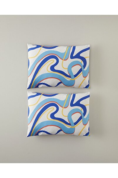 English Home Abstract Marine Set de 2 fete de pernă bleumarin-portocaliu