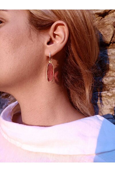 Feyz Tasarım Doğal Zultanit Taşlı Sallantılı Gümüş Küpe